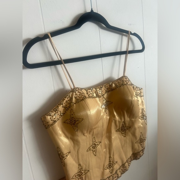 Chiffon, sz L gold sparkly beaded tank with, built in eccentuated built in bra. - Picture 4 of 14